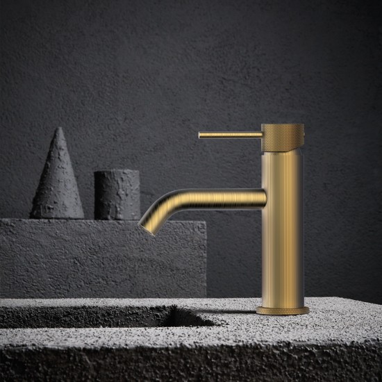 Μπαταρία Νιπτήρα Αναμεικτική Armando Vicario Industrial Brushed Gold 512010-201 Χρυσή με Βαλβίδα Κλικ-Κλακ